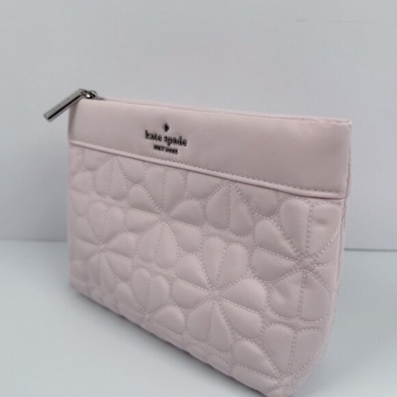 Kate Spade Spade Flower Quilted Cosmetic Pouch light Pink - Picture 3 of 10